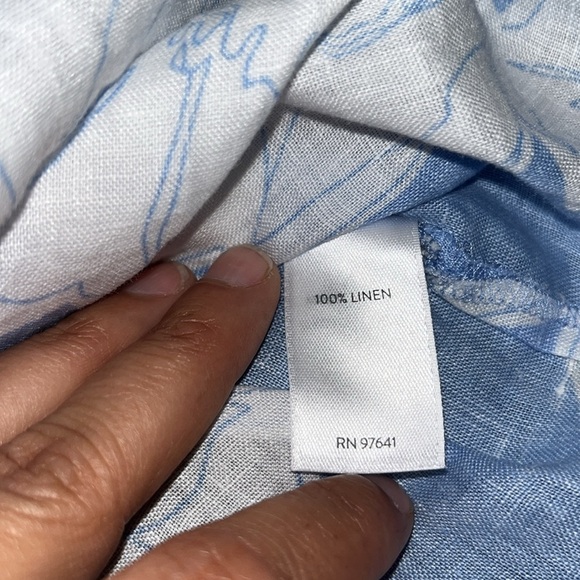 J. Jill Love Linen Everyday Linen Button-Front Shirt Clear Pond Floral‎ Sketch M - Picture 8 of 8